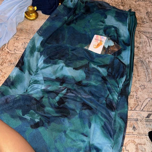 Maxi Bodycon Dresses Strapless Tube Top Printed Long Slit Dress - Picture 8 of 8